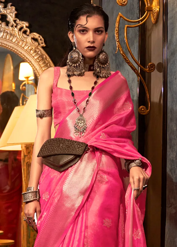 Pink_Organza_Handloom_Weaving_Silk_Saree