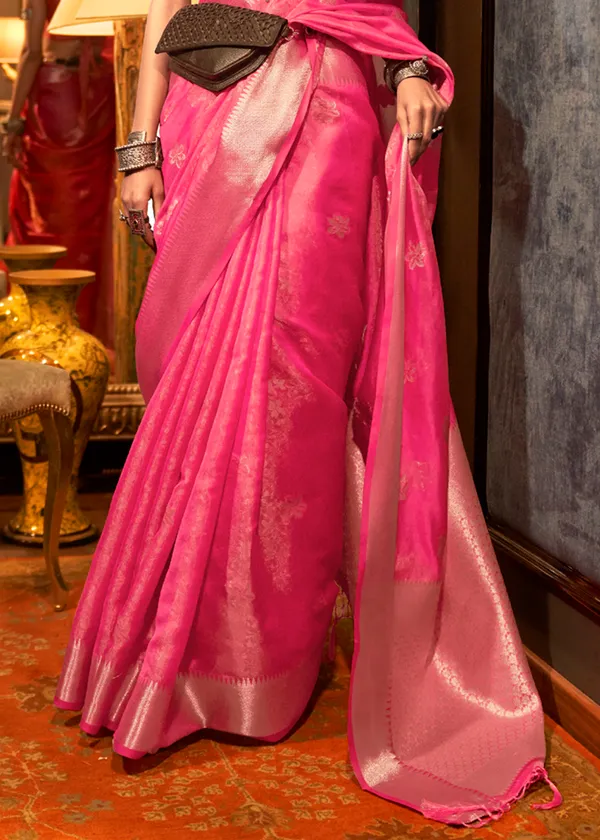 Pink_Organza_Handloom_Weaving_Silk_Saree