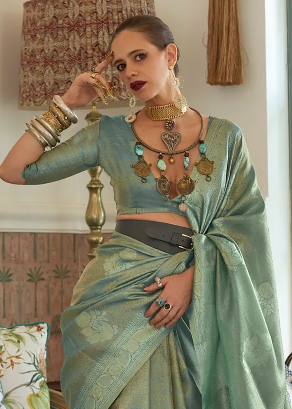 Blue__Satin_Tissue_Weaving_Silk_Saree