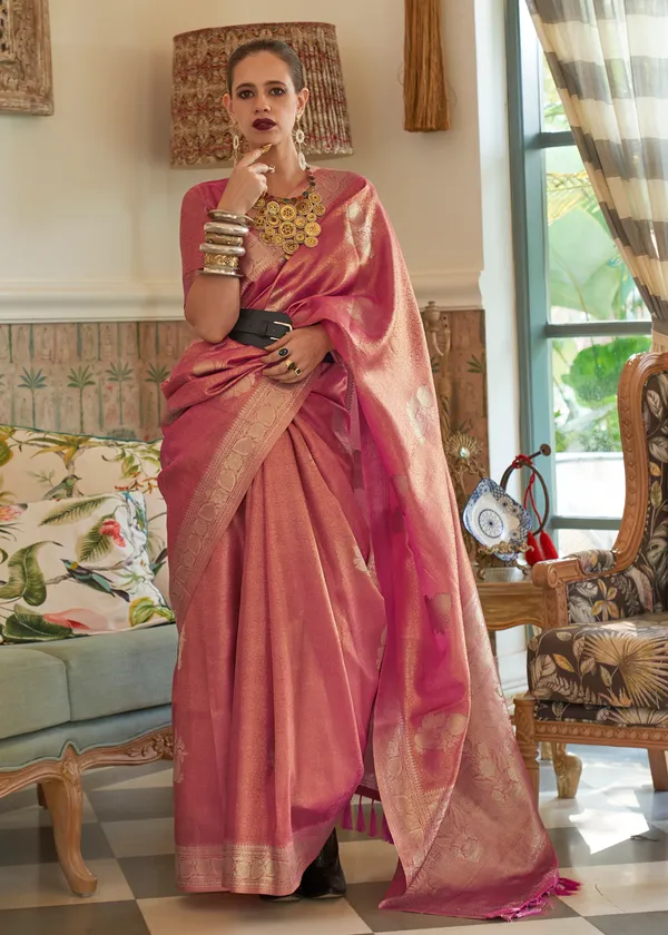 Pink_Satin_Tissue_Weaving_Silk_Saree
