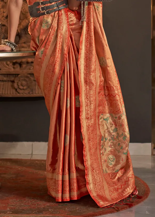 Orange_Handloom_Weaving_Silk_Saree