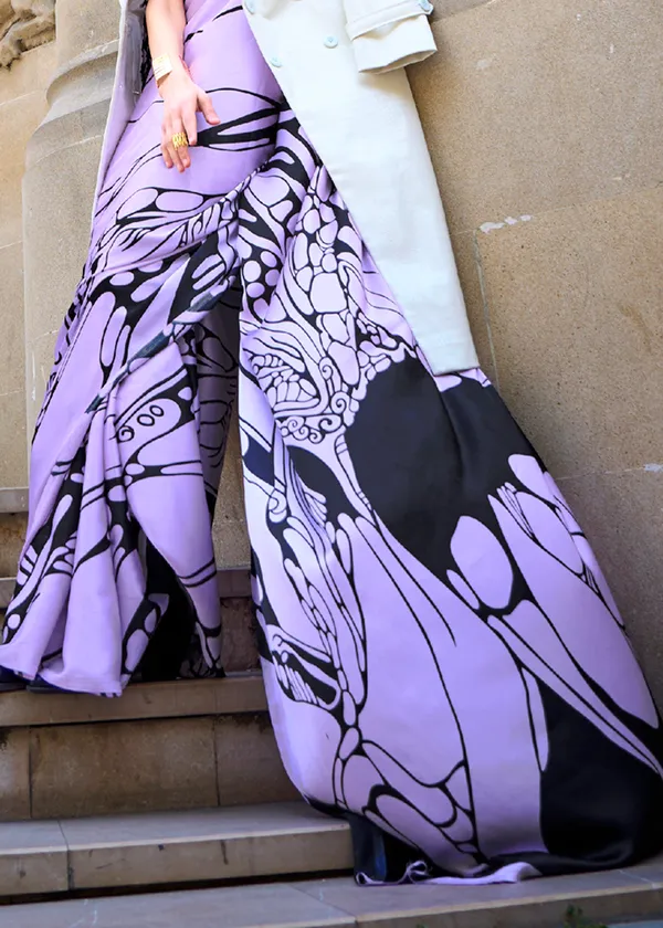 Purple__Print_Satin_Crepe_Saree