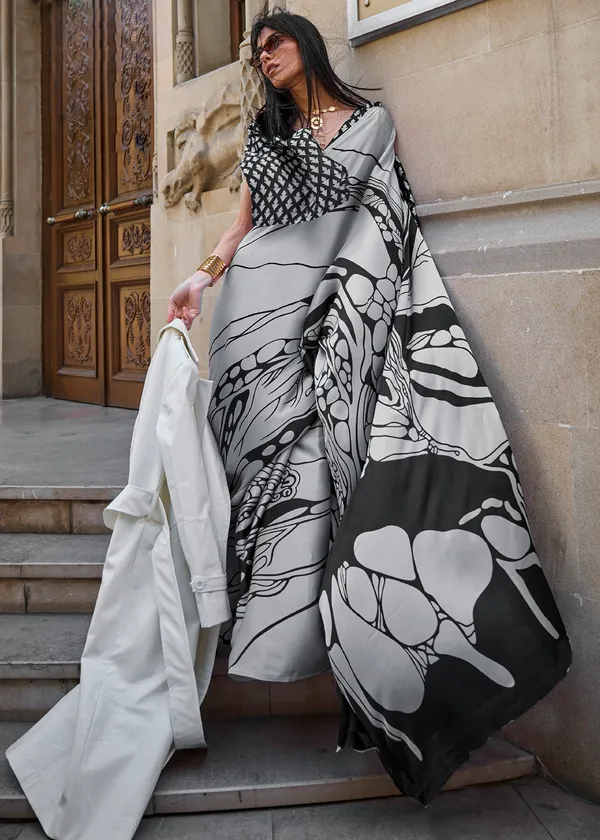 Grey__Print_Satin_Crepe_Saree