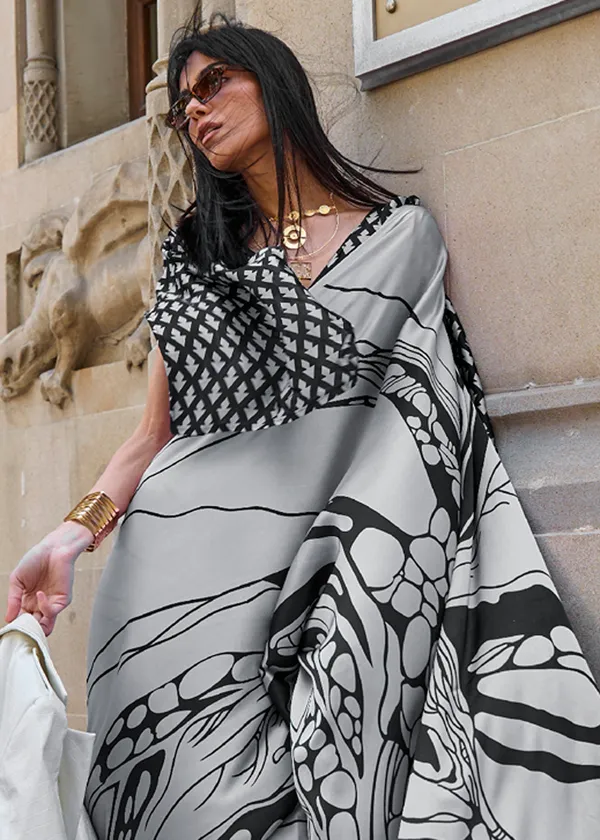 Grey__Print_Satin_Crepe_Saree