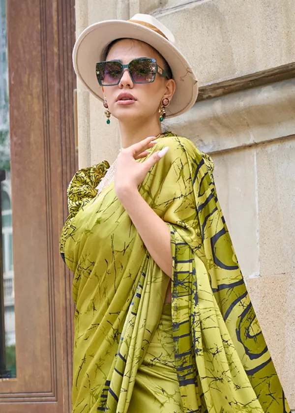 Green___Print_Satin_Crepe_Saree