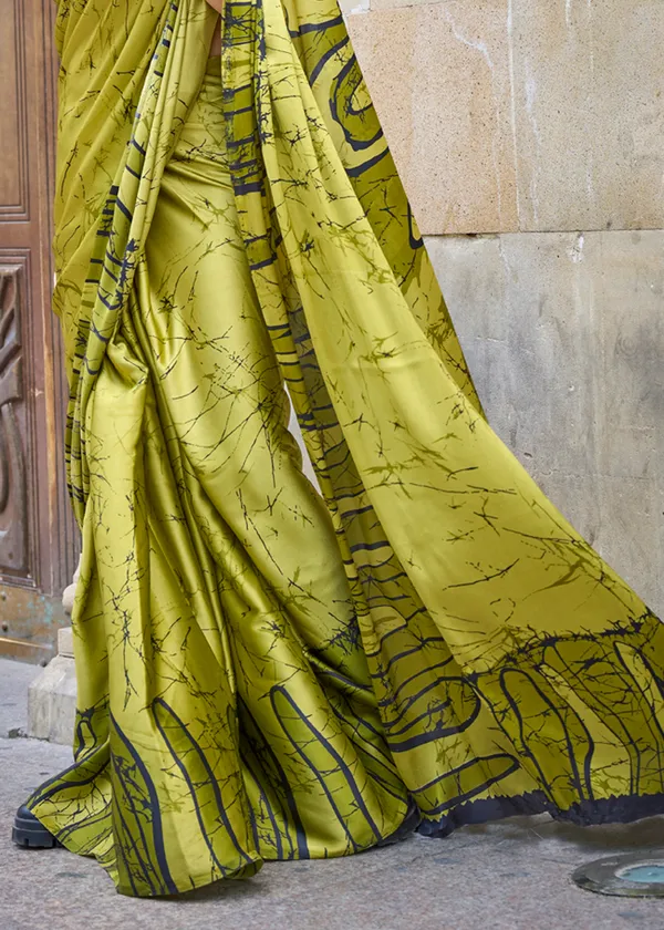 Green___Print_Satin_Crepe_Saree