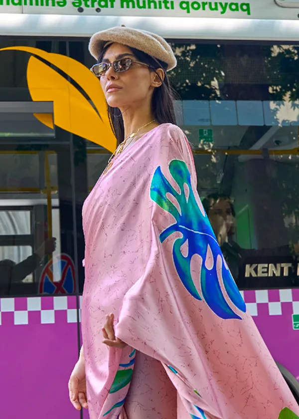 Pink__Print_Satin_Crepe_Saree