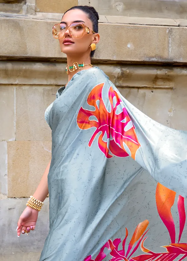 Grey__Print_Satin_Crepe_Saree