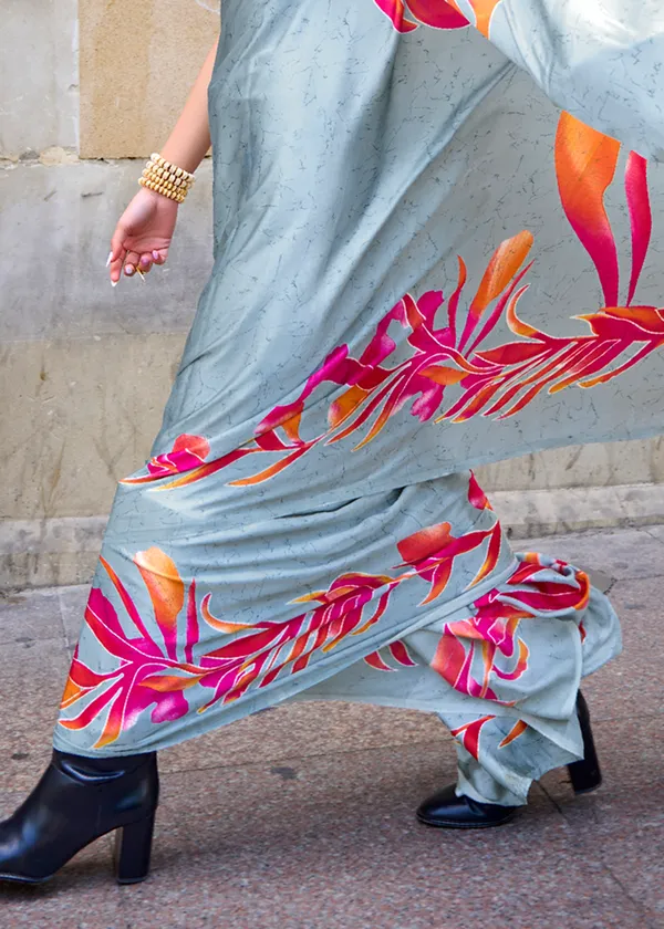 Grey__Print_Satin_Crepe_Saree