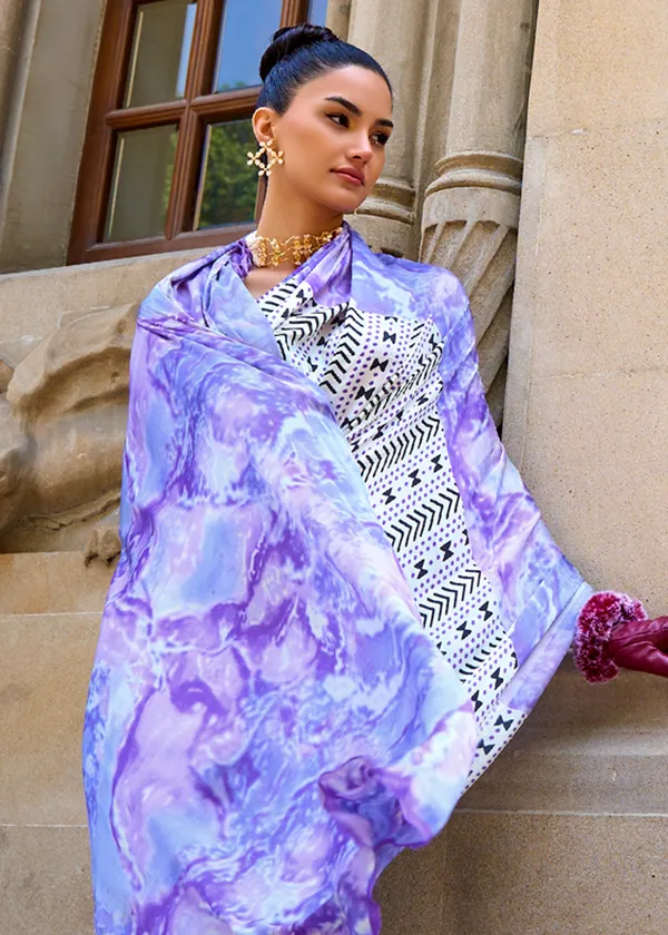 Purple__Print_Satin_Crepe_Saree