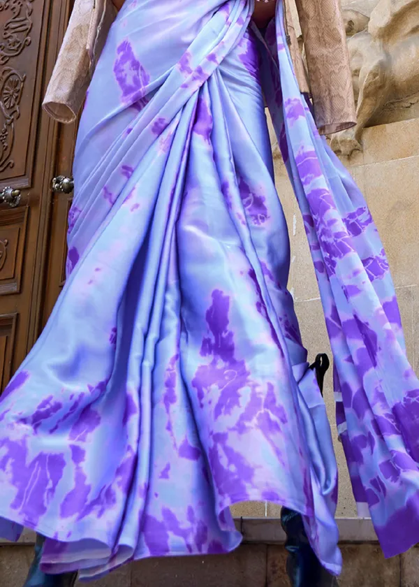 Purple__Print_Satin_Crepe_Saree