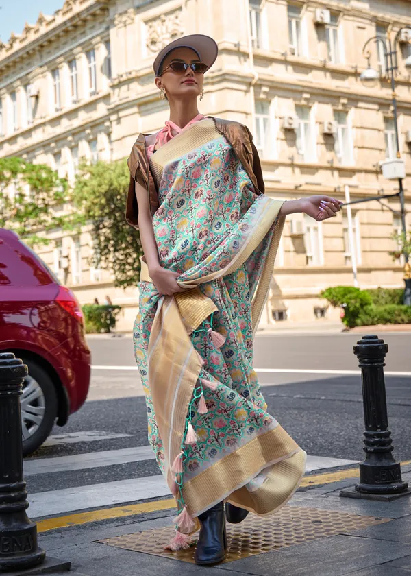 Multicolour_Satin_Handloom_Weaving_Saree