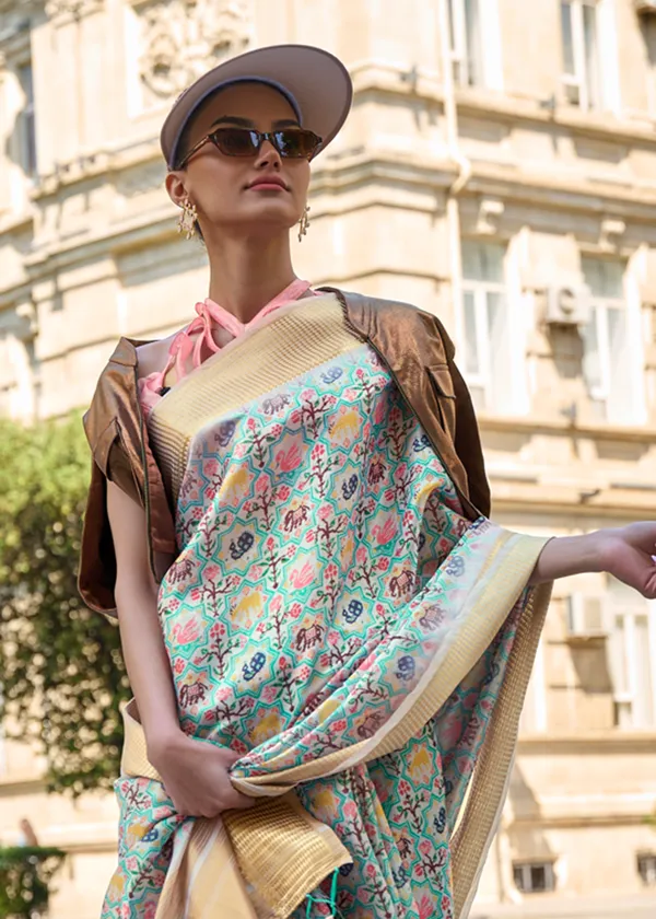 Multicolour_Satin_Handloom_Weaving_Saree