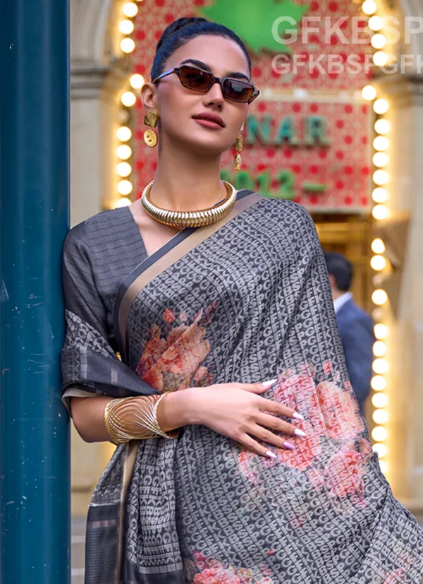 Grey_Poly_Print_Viscose_Handloom_Saree