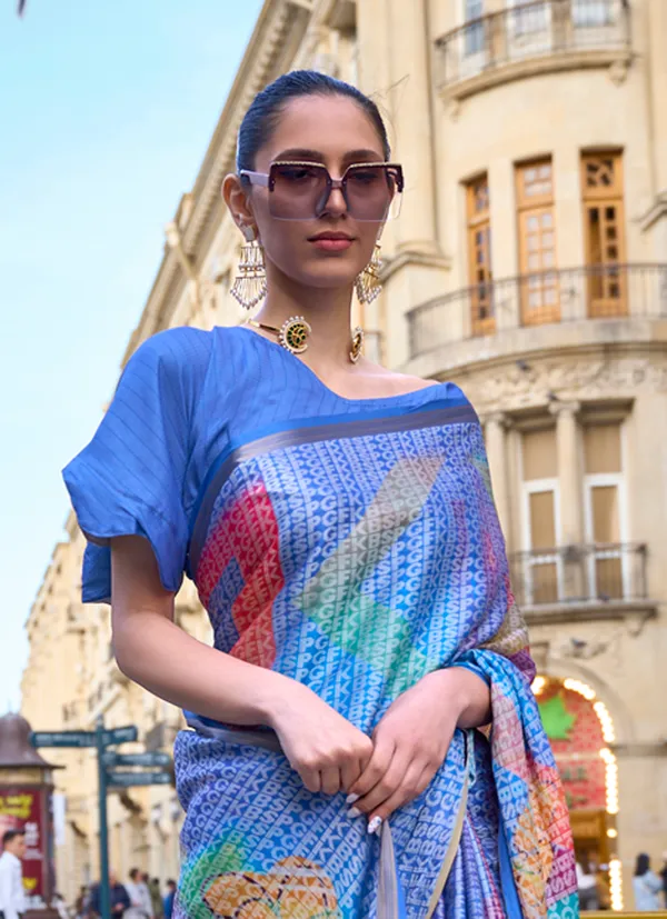 Blue__Poly_Print_Viscose_Handloom_Saree