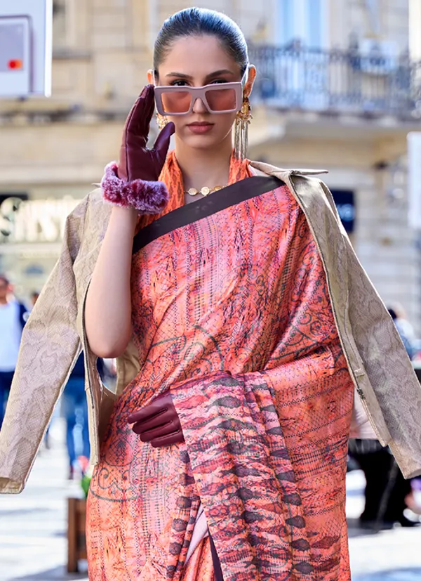 Peach_Two_Tone_Handloom_Weaving_Saree