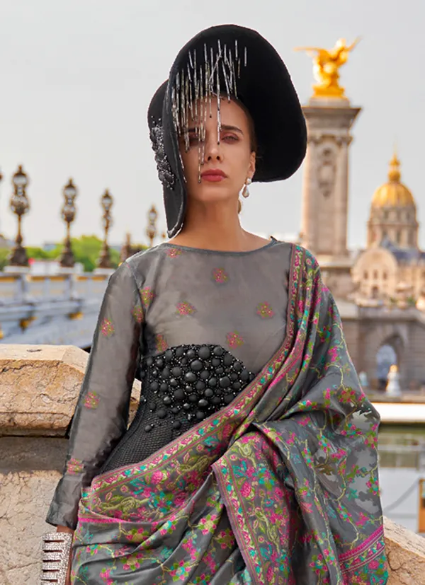 Grey_Organza_Handloom_Weaving_Saree