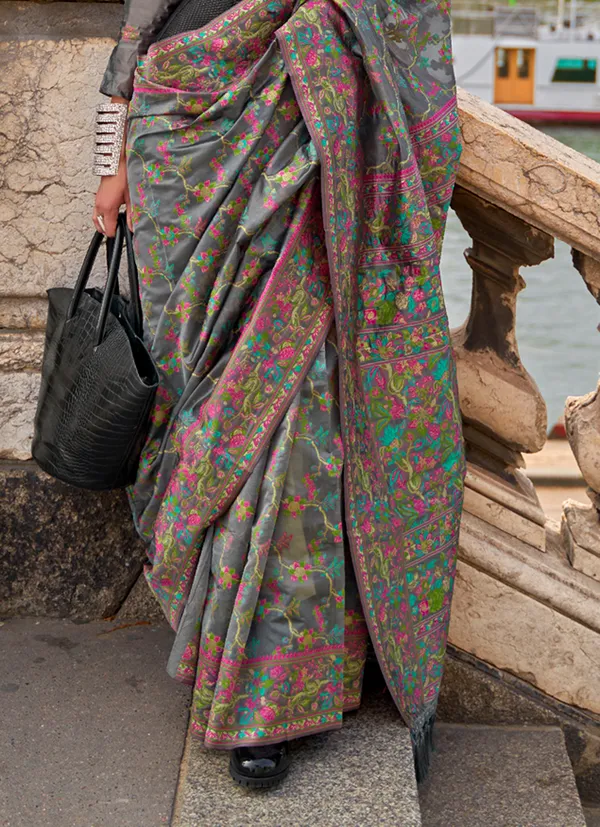 Grey_Organza_Handloom_Weaving_Saree