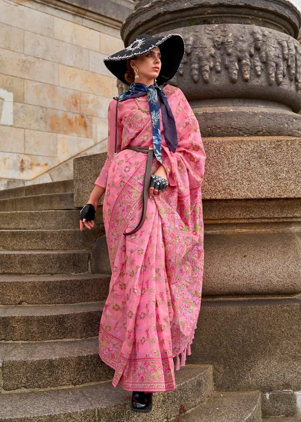 baby_pink_Organza_Handloom_Weaving_Saree