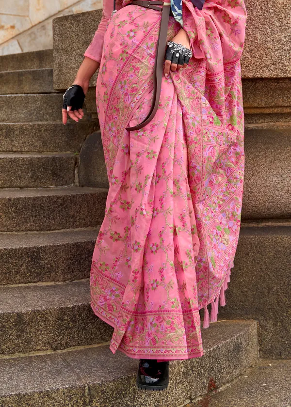 baby_pink_Organza_Handloom_Weaving_Saree