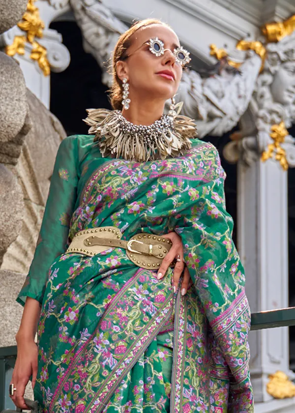 green__Organza_Handloom_Weaving_Saree