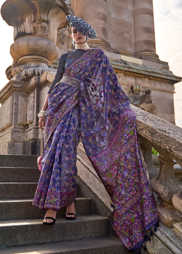 nevy_blue_Organza_Handloom_Weaving_Saree