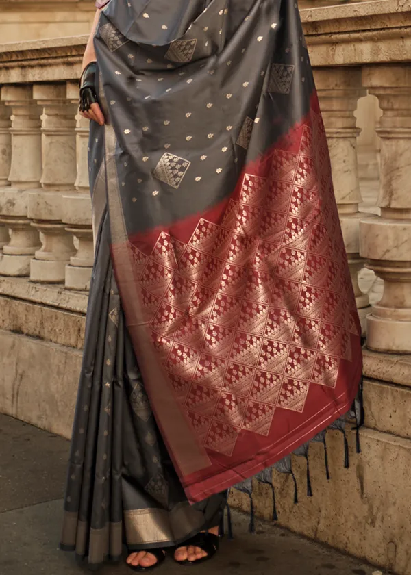 Grey_Handloom_Soft_Silk_Saree