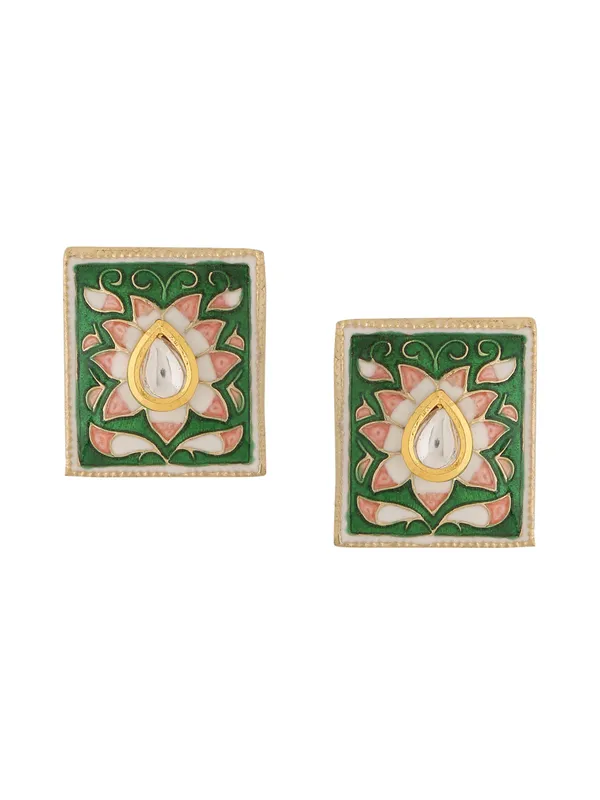 Meena_Green_Square_Studs_for_Women