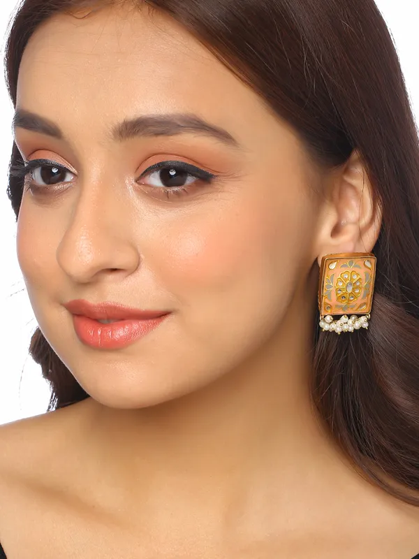 Meena_Square_Peach_Studs_for_Women