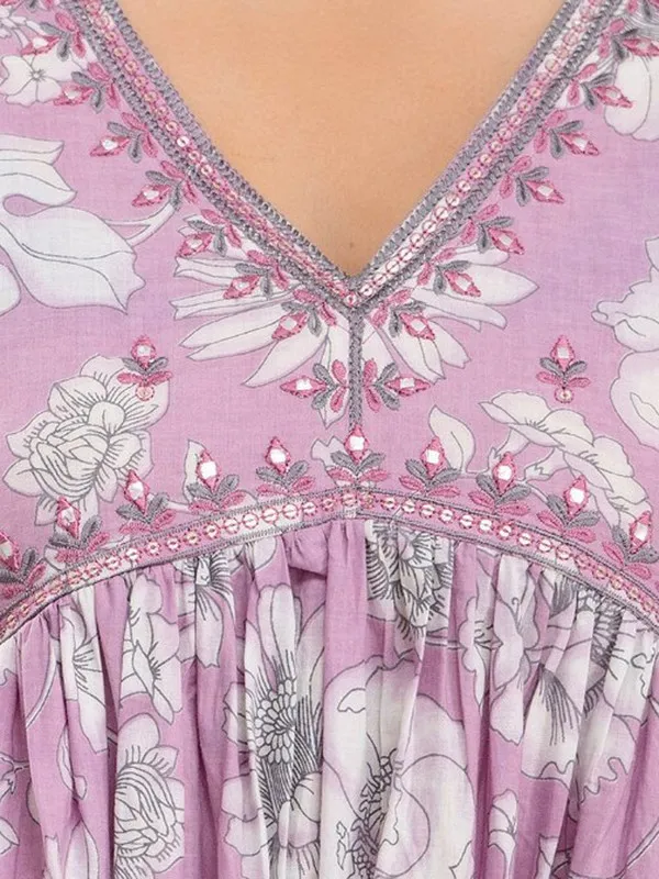 Purple_Floral_Print_Pure_Cotton_Kurta_With_Palazzo_&_Dupatta
_Set