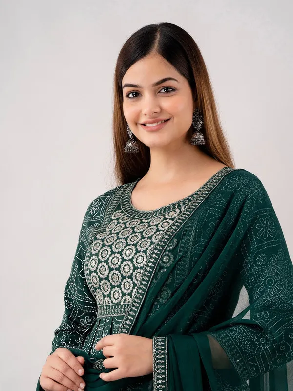 Dark_Green__A-line_Rayon_White_Squine_Work_Embroidered_Kurta_and_Dupatta_Set