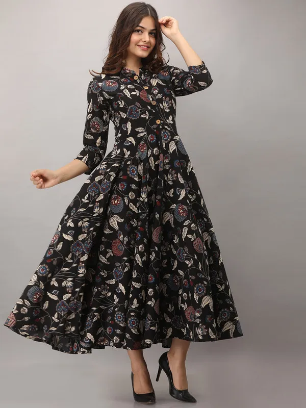 Black_Floral_Printed_Pure_Cotton_Kurti_Dress