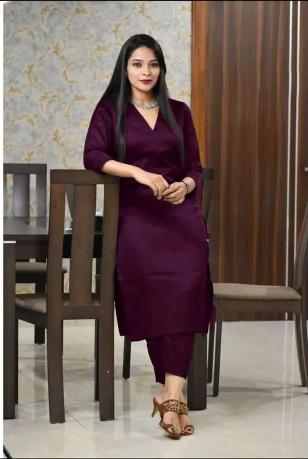 Fabindia kurti Cotton blend wine kurta set Price in India Buy