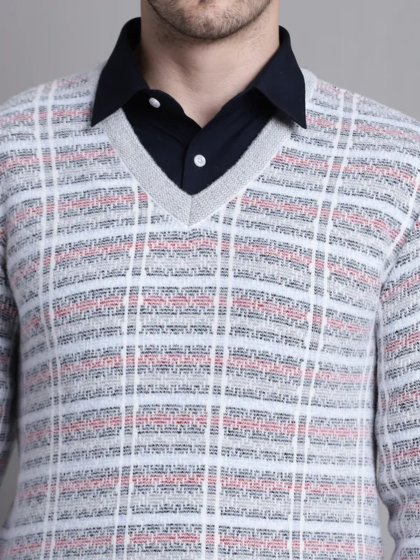 Men_Swade_Premium_Wool_Self_Design_V_Neck_Sweater
