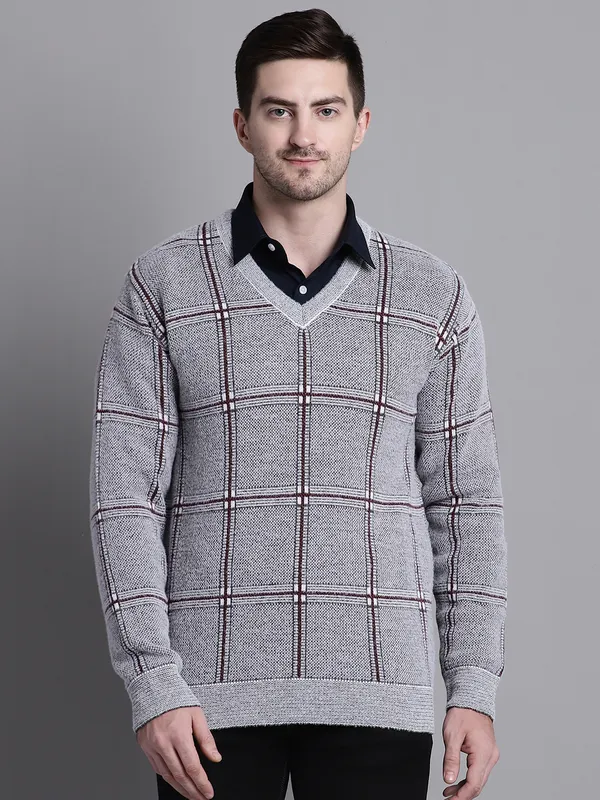 Men_Swade_Premium_Wool_Self_Design_V_Neck_Sweater