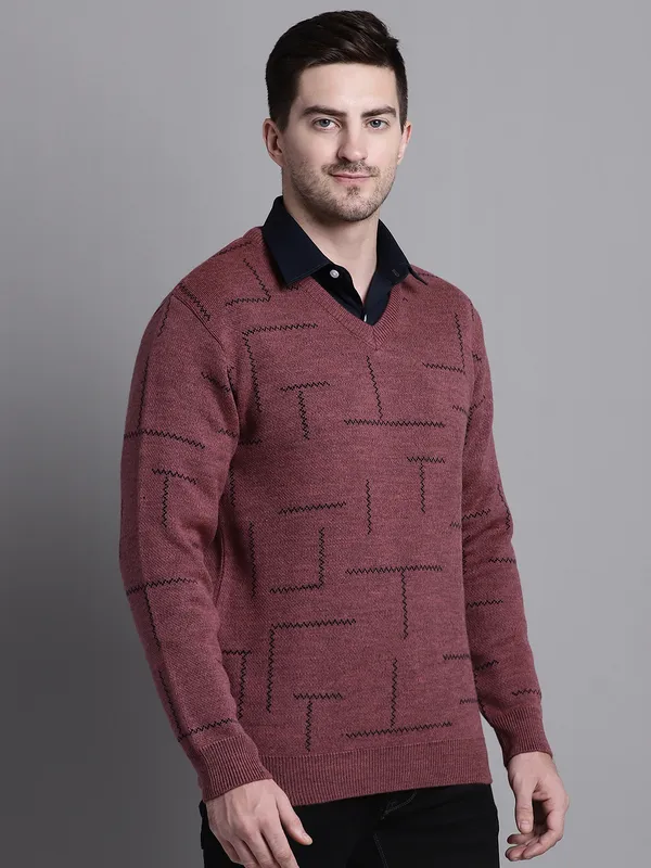 Men_Acrylic_Blend_Wool_Self_Design_V_Neck_Sweater