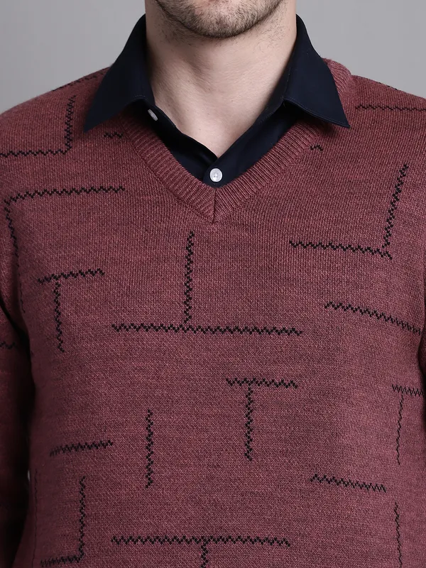 Men_Acrylic_Blend_Wool_Self_Design_V_Neck_Sweater