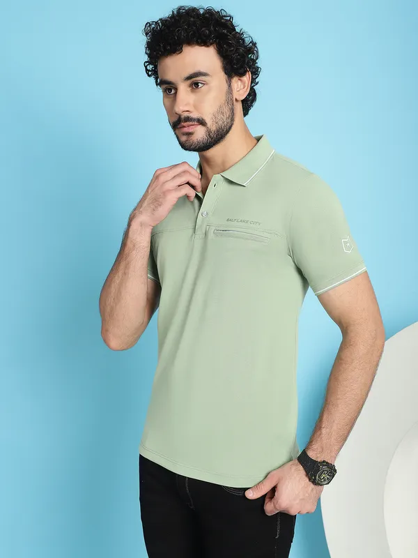 Venitian_Men__Pique_Matty_Cotton_Mint_2_Zipper_Pocket_Polo_Neck_T-Shirt
