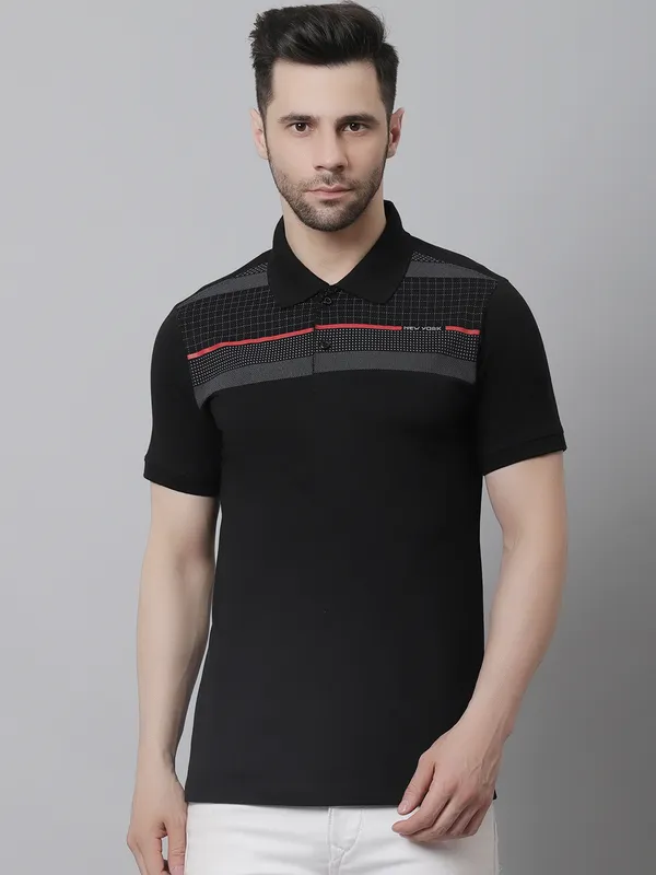 Men_Printed_Black_Polo_Neck_Cotton_T-Shirt
