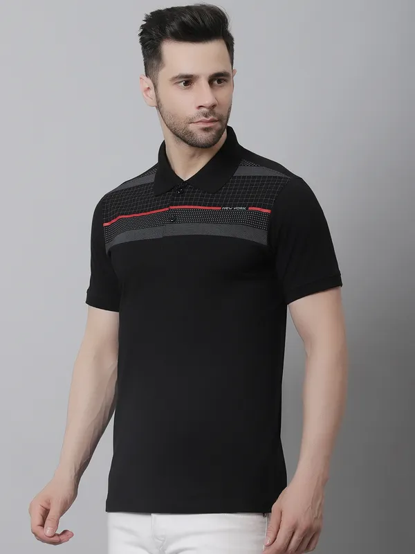 Men_Printed_Black_Polo_Neck_Cotton_T-Shirt