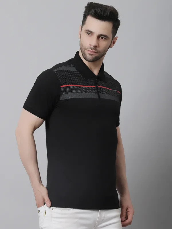 Men_Printed_Black_Polo_Neck_Cotton_T-Shirt
