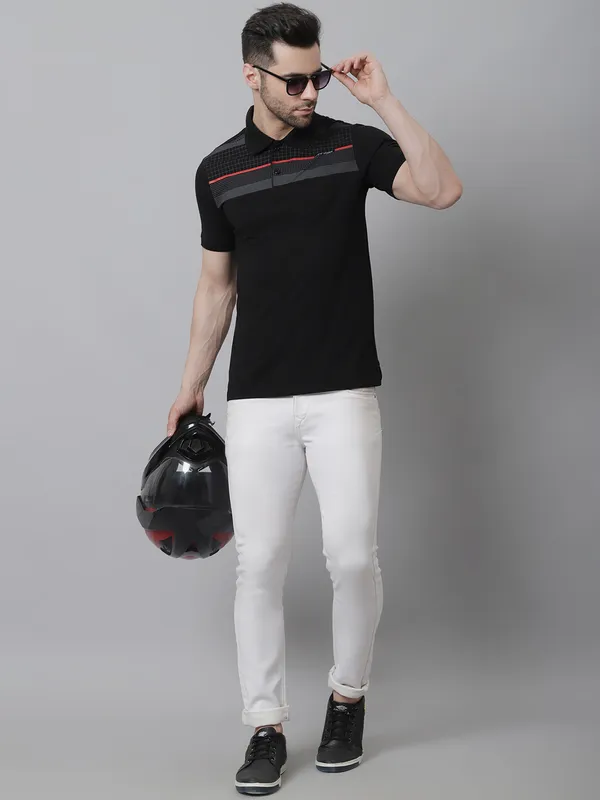 Men_Printed_Black_Polo_Neck_Cotton_T-Shirt