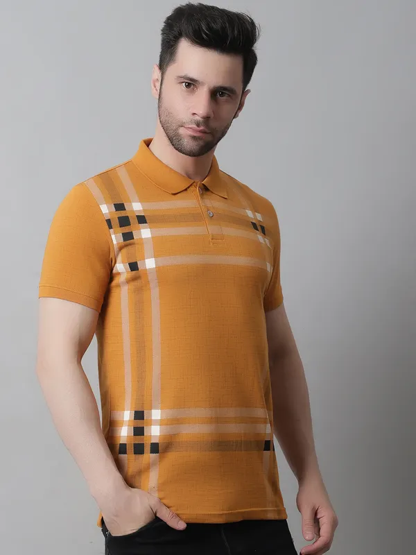 Men_Printed_Polo_Neck_Mustard_T-Shirt