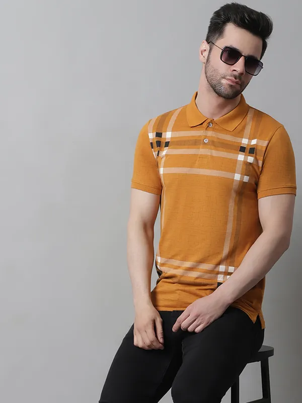 Men_Printed_Polo_Neck_Mustard_T-Shirt