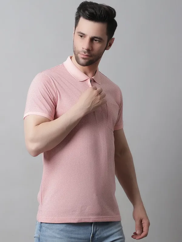 Men_All_Over_Printed_Pink_Polo_Neck_Cotton_T-Shirt_With_Pocket