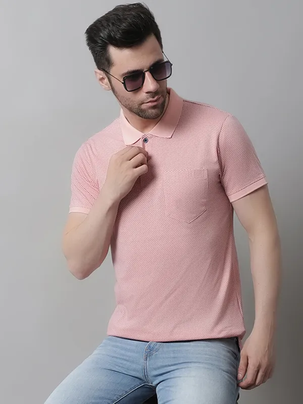 Men_All_Over_Printed_Pink_Polo_Neck_Cotton_T-Shirt_With_Pocket