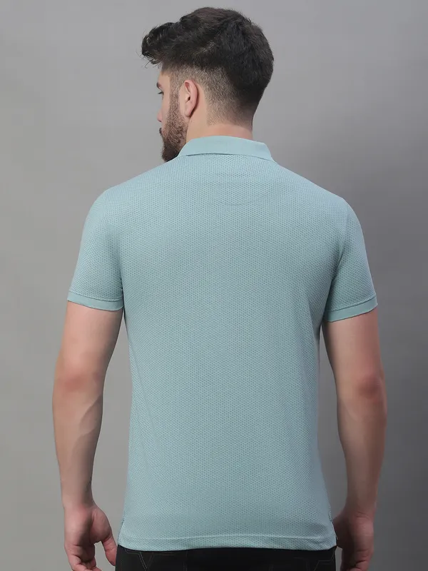 Men_All_Over_Printed_Sea_Green_Polo_Neck_Cotton_T-Shirt_With_Pocket
