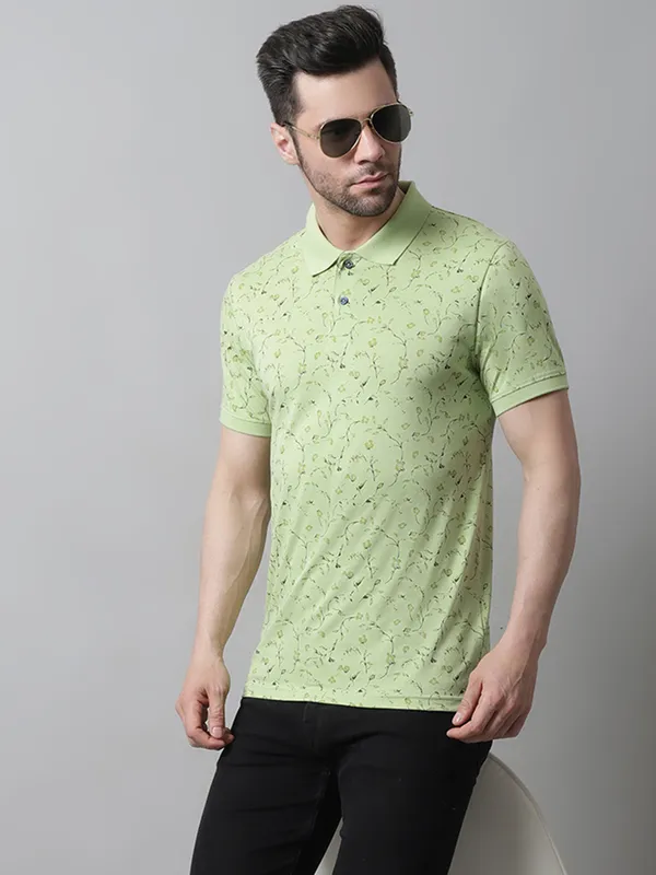 Men_Polo_Neck_All_Over_Printed_Green_T-Shirt_With_Pocket