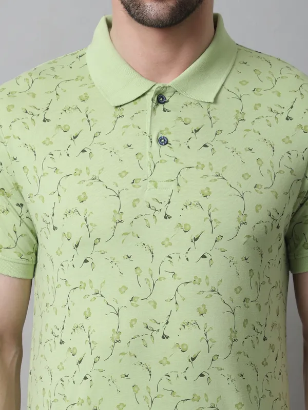 Men_Polo_Neck_All_Over_Printed_Green_T-Shirt_With_Pocket