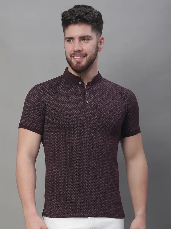 Men_All_Over_Printed_Wine_Henley_Neck_Cotton_T-Shirt_With_Pocket